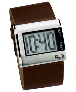 Brown strap.Silver case.Digital.Date.Gift boxed.