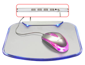Illuminated Mouse Pad with 4 Port USB 2.0 Hub