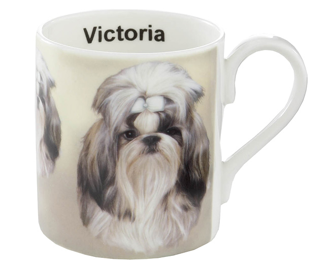 Unbranded Illustrated Dog Bone China Mug - Shih Tzu