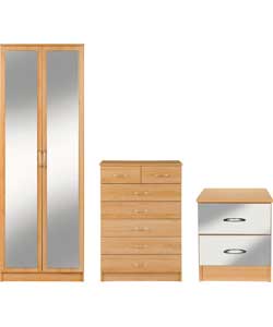 Unbranded Impressions 3-Piece 2 Door Mirrored Wardrobe