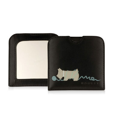 This small mirror is a handbag essential! The frame and case is made from smooth leather and feature