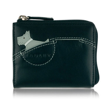 An adorable small zip around leather coin purse featuring a contrasting Radley tucked into a pocket 