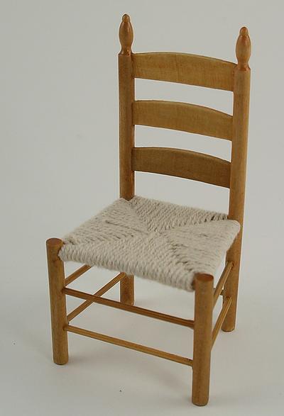 1:12 Scale Dolls House Miniature Pine Ladder Back and Rush Seat Chair will go well with the Pine