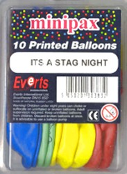 Its A Stag Night - Pack of 10 printed balloons - Assorted Colours