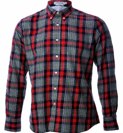 J . Lindeberg Benny Slim Pattern Flannel Shirt is a slim fit style featuring red yellow and navy patrol check and white engraved buttons with a high quality flannel it is ideal for winter. With the cuffs displaying one button each and the garment has