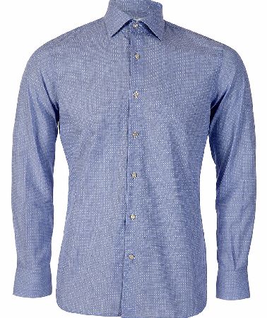 J.Linderberg Mens Daniele Dot Shirt created with cotton this elegantly crafted shirt combines simplicity with definition in the fit and features a cut away collar with button down closure and single button cuffs with a slim fit. Colour: Blue Fabric: 