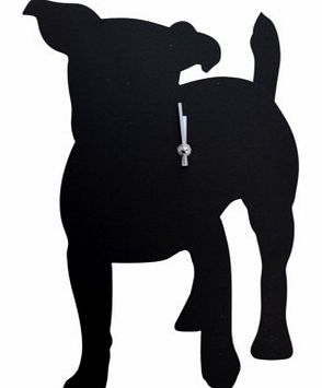 Jack Russell Clock with Wagging TailNow a sprightly, simply adorable Jack Russell dog has joined our family of Animal Shaped Clocks, all with wagging tails.The black silhouette style clock is cut in the shape of a Jack Russell dog, with the added fun