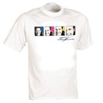 A dramatic T-shirt in the style of a Warhol series