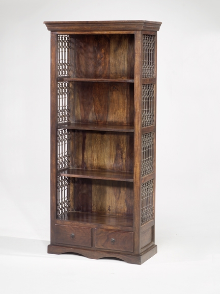 Unbranded Jali Tall Bookcase with 2 Drawers
