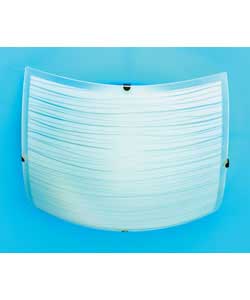 Curved square glass ceiling/wall light with striped design.Size (H)33, (W)33, (D)9cm.Requires 1 x