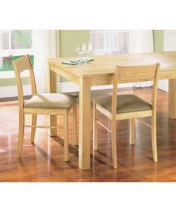Oak veneered table and 6 solid oak chairs with uph