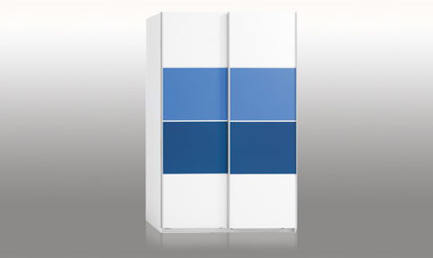 Unbranded Jesper White and Blue 2 Door sliding Wardrobe
