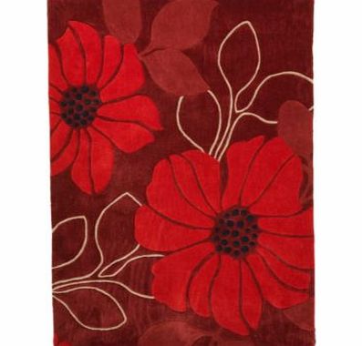 Blooming lovely! This poppy rug in a rich red with white accents will add depth and character to your living space. Hand made. 100% acrylic. Woven backing. Professional clean only. Size L230. W160cm. Weight 9.3kg.