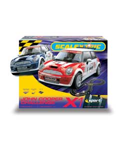 These two Mini Cooper S cars race brilliantly on this figure of eight, easy fit sport track with