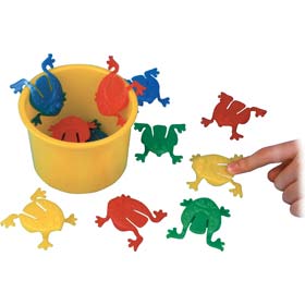 A froggy version of Tiddlywinks. The attractive box contains the plastic bowl and coloured 5cm