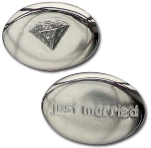 Just Married Wish Token A wonderful wedding gift with an enamel design on the front and engraved 