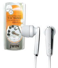 A High Performance Earphone from jWIN, with in-line Volume Control