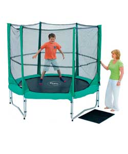 Trampoline has fully galvanised steel frame and reinforced welded joints.Legs have push buttons for 