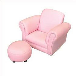 Kidand#39;s PVC Rocker Chair with Stool Baby Pink