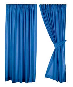 Unbranded Kids Blue Plain Dyed Curtains - 66 x 54 inches