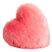 Unbranded Kids Faux Fur Heart Shaped Cushion, Pink