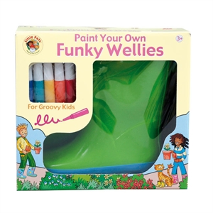 Unbranded Kids Funky Paint Your Own Green Wellies (Large)