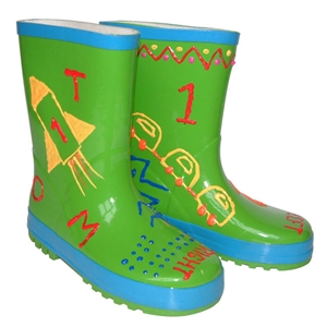 Unbranded Kids Funky Paint Your Own Green Wellies (Medium)