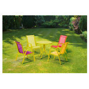 Brighten up your garden with this childrens garden furniture set. Made from textolene with a steel f