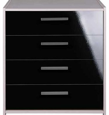 The Sywell collection promises a trendy bedroom that your child will love. This chest of drawers is a stunning fusion of a high gloss finish and sleek metal handles that is sure to add instant style. The four drawers offer plentiful storage space for