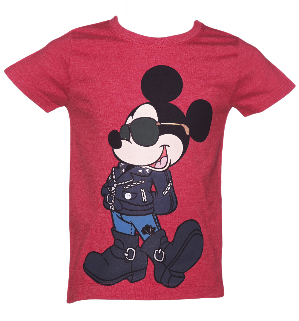 Unbranded Kids Red Marl Mickey Mouse Studs Biker Outfit