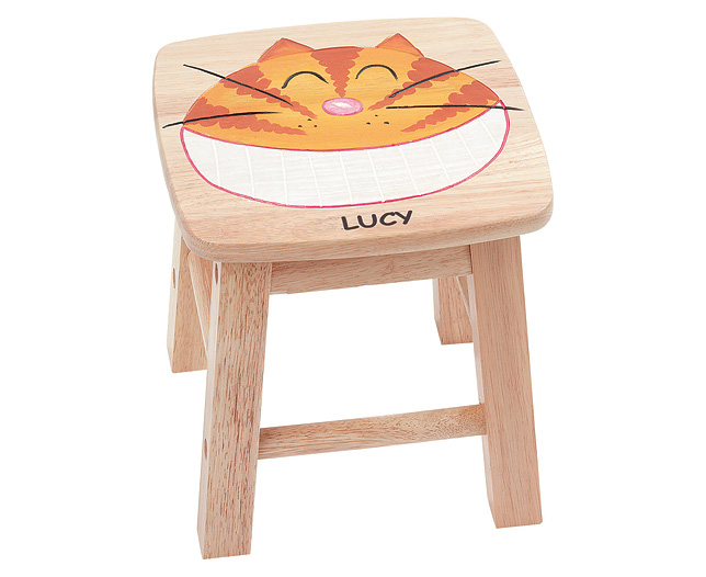 Unbranded Kids Wooden Stools - Cat - Personalised