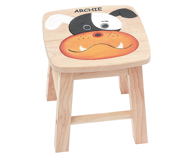 Unbranded Kids Wooden Stools - Dog - Personalised