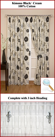 Unbranded Kimono Black Cream Curtains