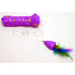 This simple electrical cat toy allows you to fish for your cat! Simply unlock the weighted feather t