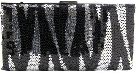 Unbranded Kitty striped sequin rigid clutch bag