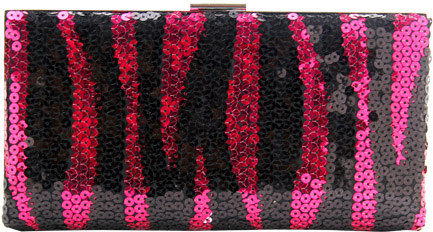 Unbranded Kitty striped sequin rigid clutch bags