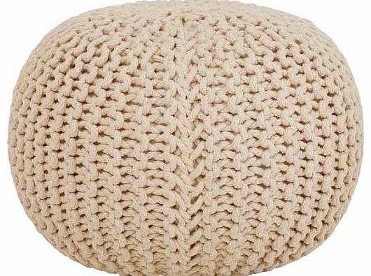 Looking for a splash of colour and style to your room. the contemporary accent knitted trend with comfy pouffe - perfect for creating a relaxed. informal vibe for any living room. Size H35. W53. D53cm. Weight 3kg. Sponge clean only. EAN: 506030652977
