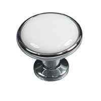 Diameter 32mm x Depth 22mm, Chrome & White knob, Easy to fit & comes complete with screws &