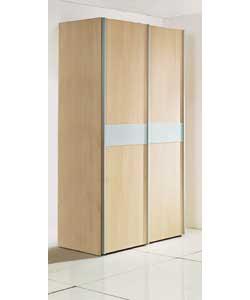 Sliding doors. Includes hanging rail and shelf. Size (H)220, (W)122, (D)64cm. Packed flat for home