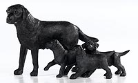 Labrador 3 Pups - Black Ornament
