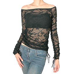 Lace Ruched Side And Sleeve Top