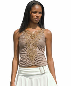 Lacy Ruched Top Mocha S/M