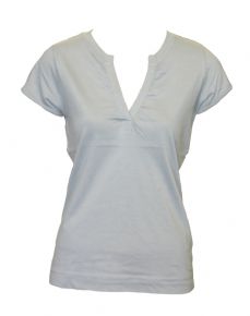 Ladies Short Sleeve Top with Johnny Collar