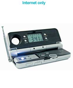 Silver colour digital alarm clock.Snooze function.Volume control.FM auto scan radio.Calendar.Pop up 