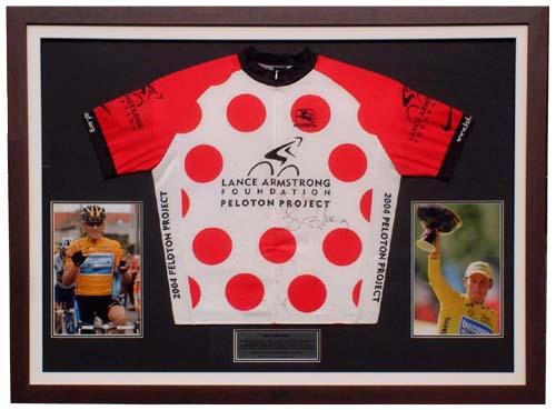 Unbranded Lance Armstrong signed and framed race worn jersey