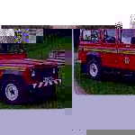 A version of the long-wheelbase Land Rover Defender a station wagon in Fire Rescue Brigade livery