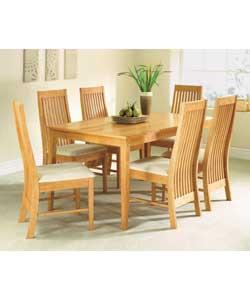 Laos Beech Effect Table and 4 High Back Chairs