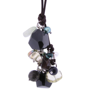 Necklace: Lap Puppy - Black/Citrine.  The baby of Lapdog`s leather range but one of our biggest