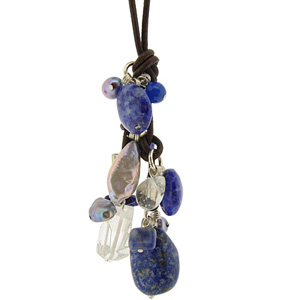 Necklace: Lap Puppy - Lapis Lazuli blue;  The baby of Lapdog`s leather range but one of our biggest