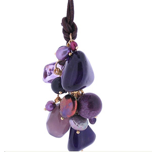 Necklace: Lap Puppy - Dark Amethyst.   The baby of Lapdog`s leather range but one of our biggest